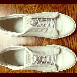 J slides white leather sneakers